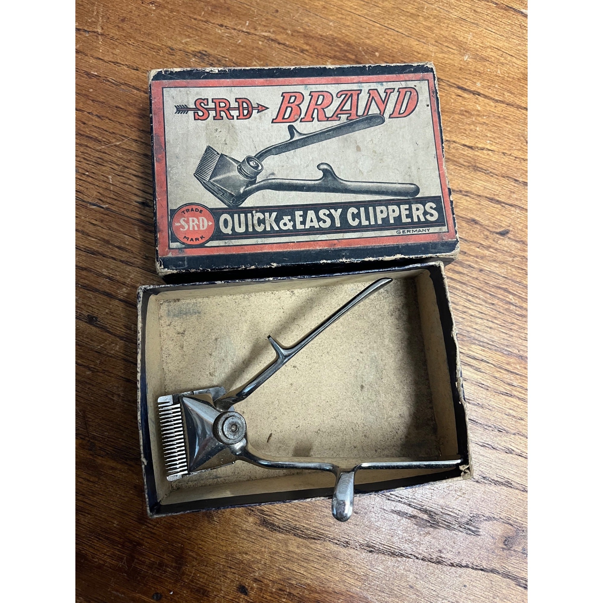 Vintage SRD Brand German Hair Cutter Original Box Barber Shop Manual Hand Clipper