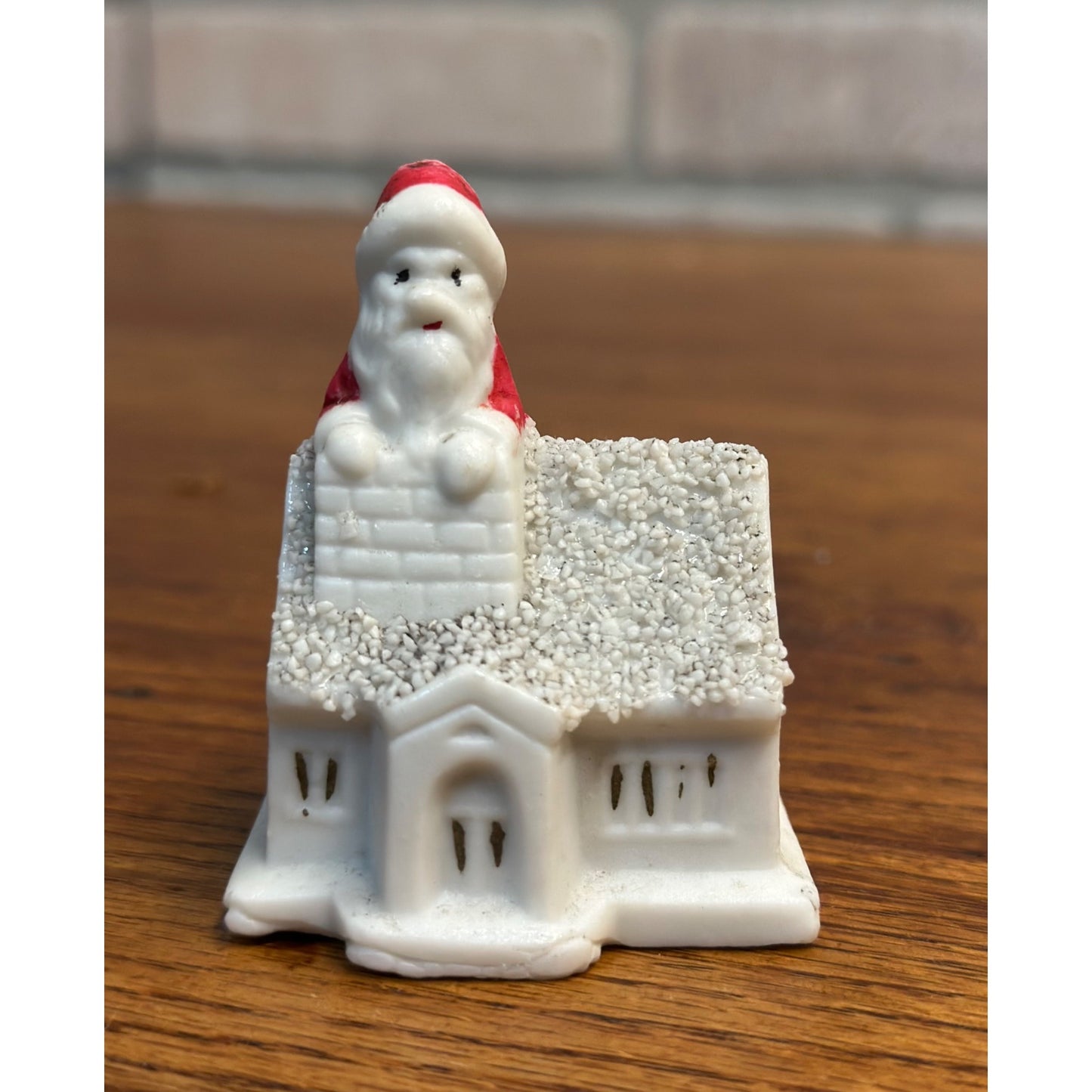 Antique German Bisque Hertwig Christmas Figure Santa in Chimney House Snow Baby