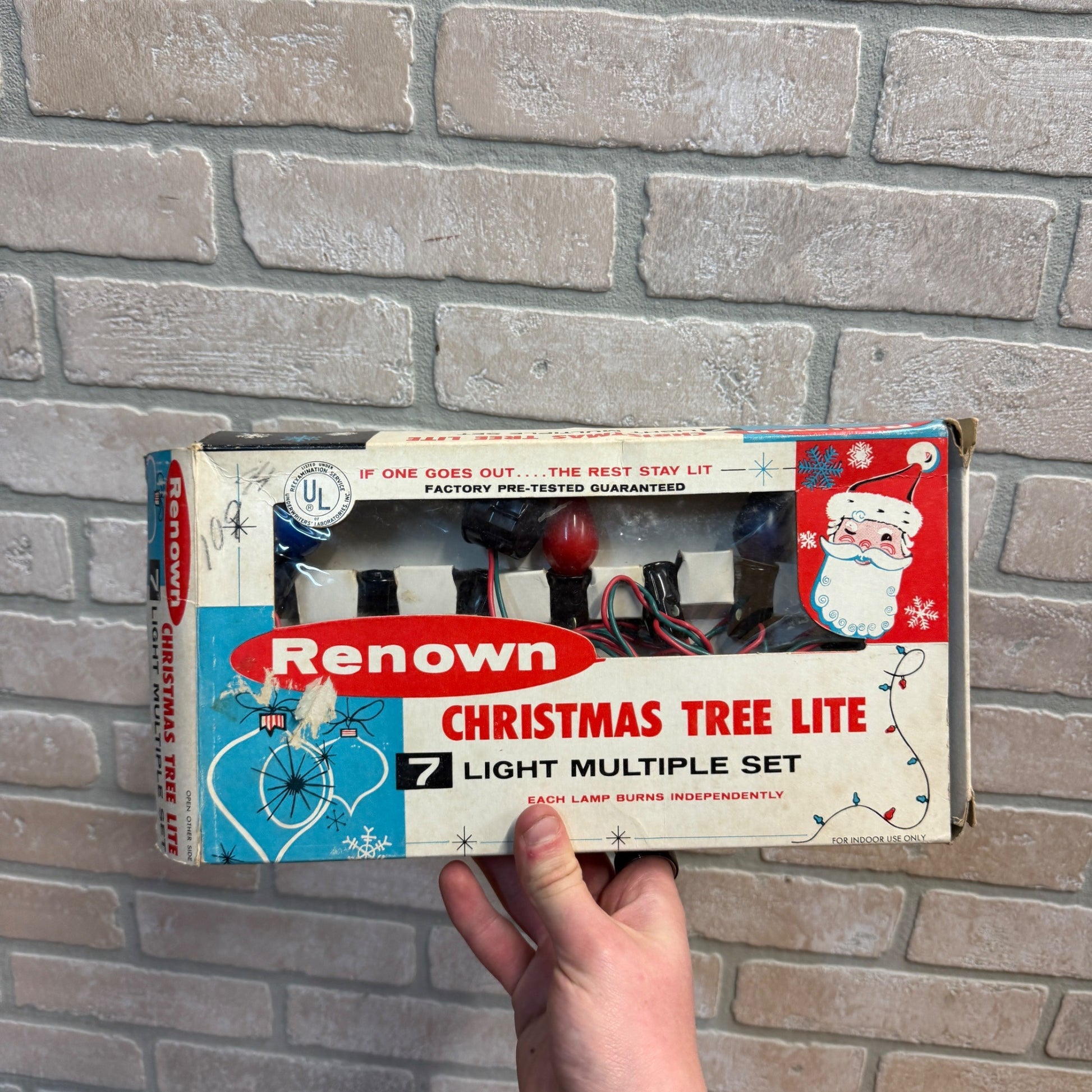Vintage Christmas String Lights Xmas Box Decor Holiday Renown
