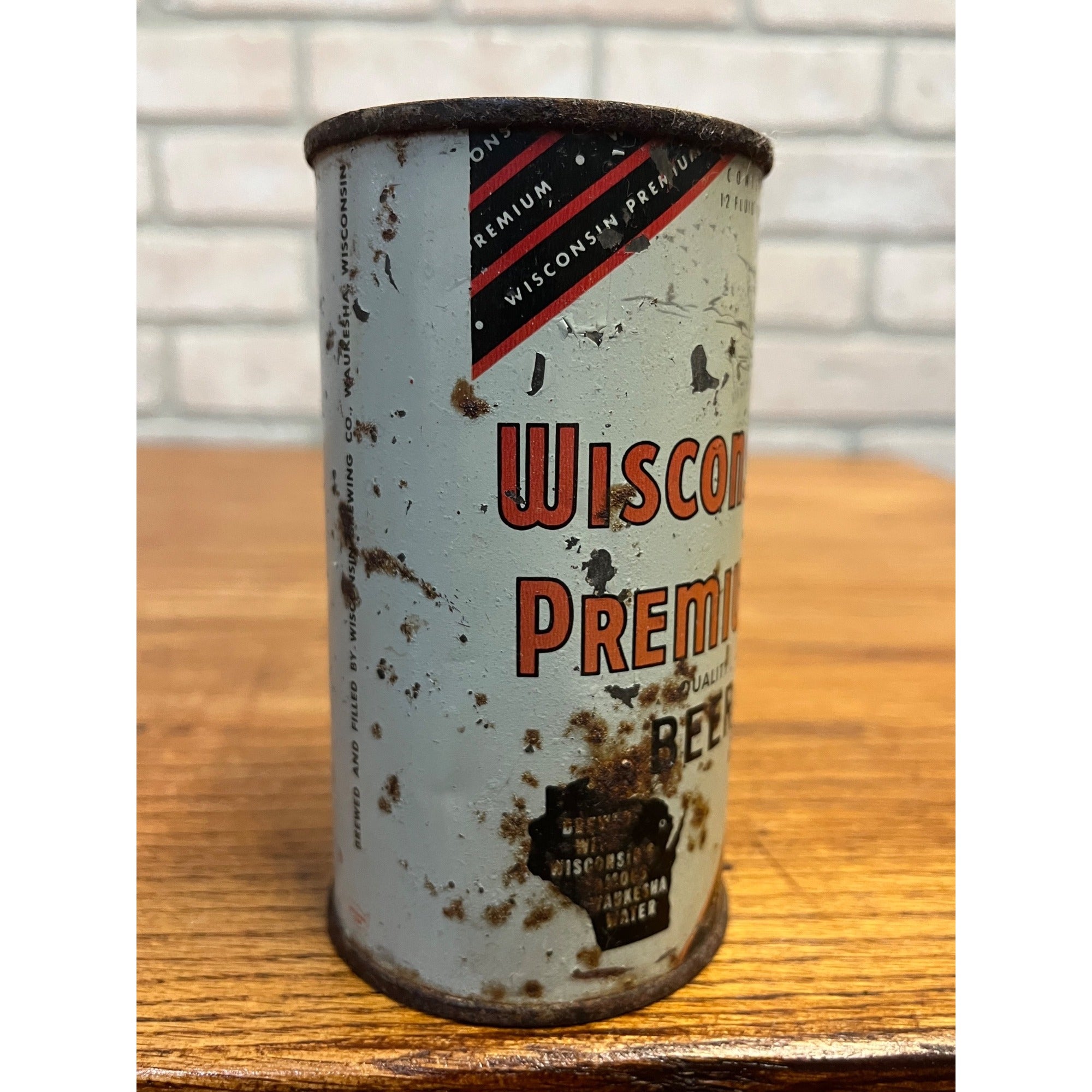 Vintage Wisconsin Premium Beer Flat Can Wisconsin Brewing Co. Waukesha Wis WI
