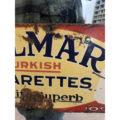 Vintage Helmar Turkish Cigarettes Porcelain Advertising Sign General Store Tobacco