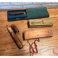 Antique Primitive Childrens Wooden Pencil Boxes Cases Little Red Riding Hood Lot