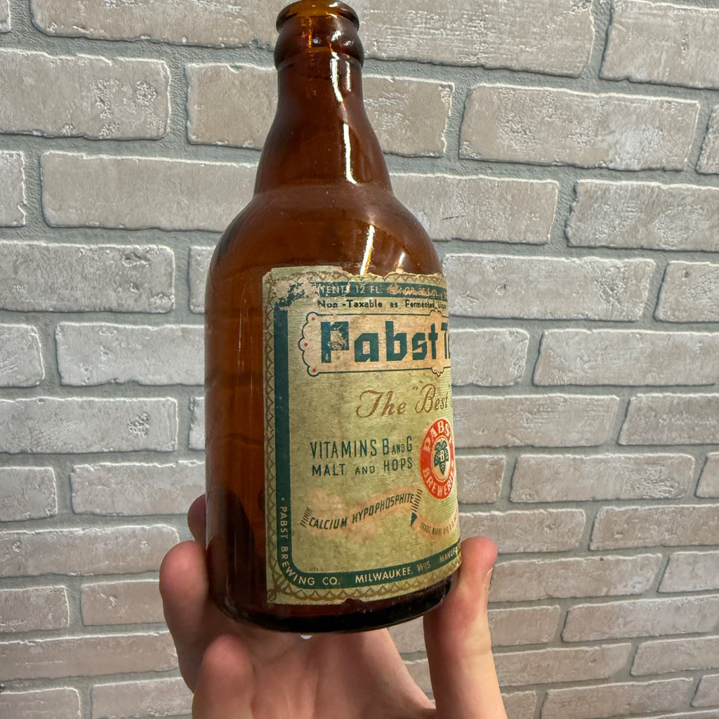 Vintage Pabst Tonic Prohibition Paper Label Beer Bottle Milwaukee 12oz Steinie