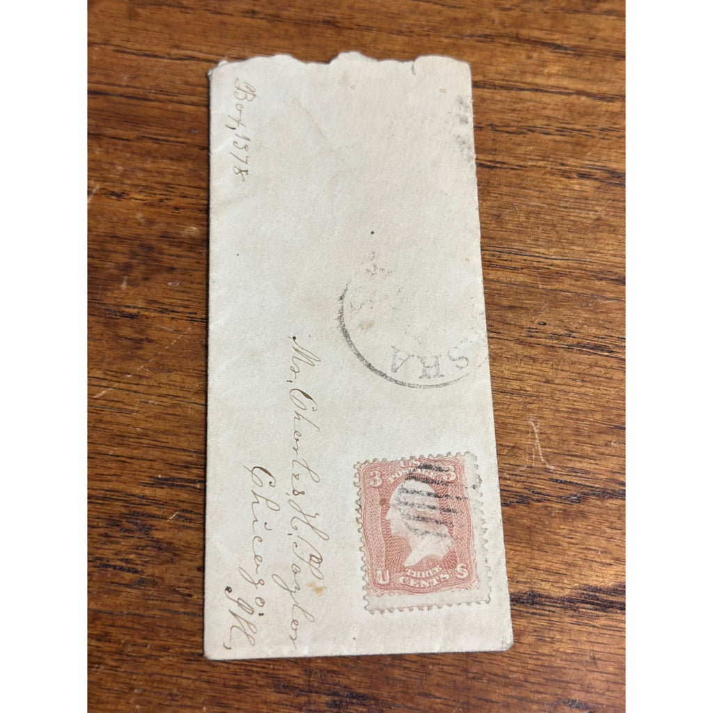 US Scott #65 Three Cent 3¢ Washington Rose Stamp on 1878 Mailed Envelope
