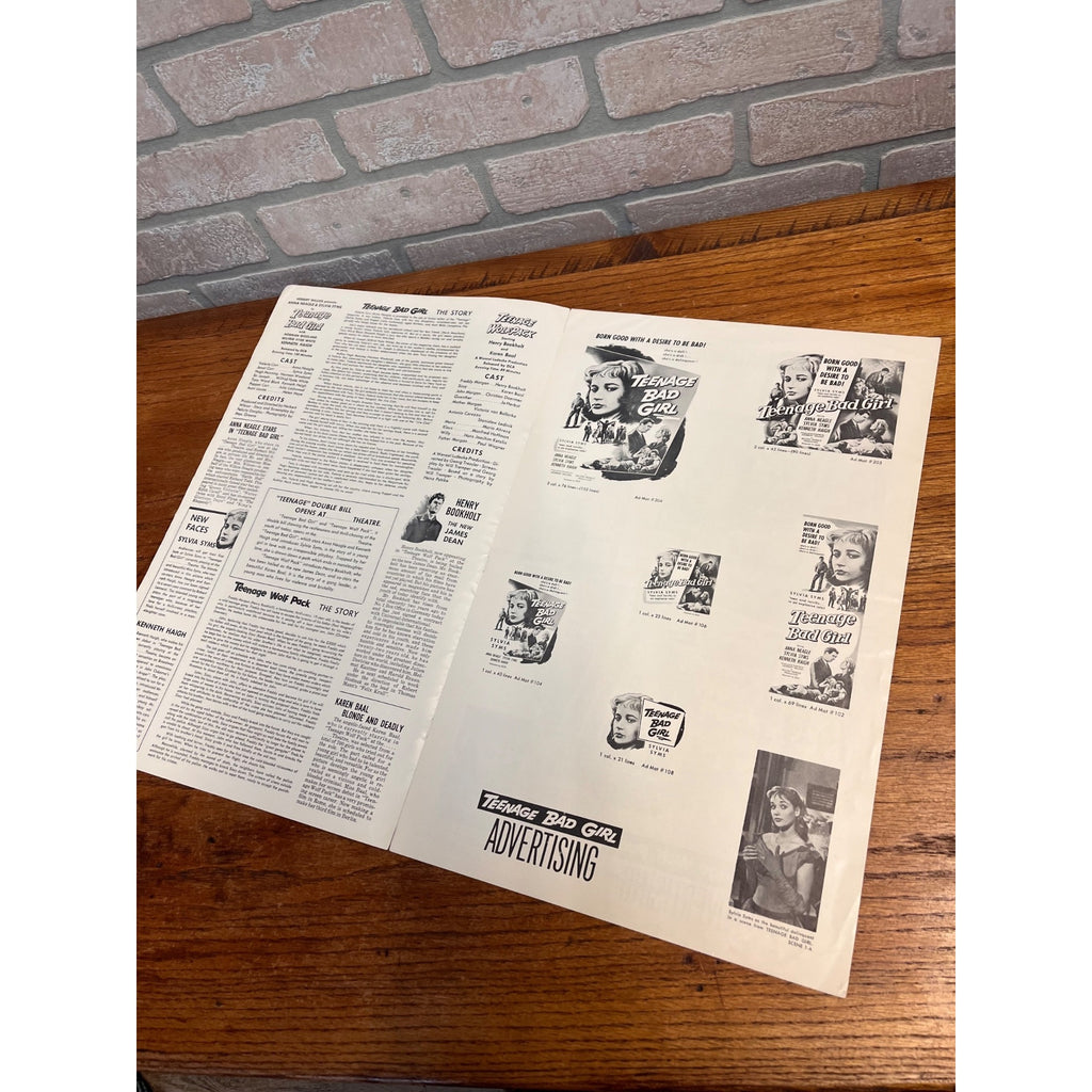 Teenage Bad Girl/teenage Wolf Pack Pressbook '57 Sins & Sinsations of Crazed Delinquents