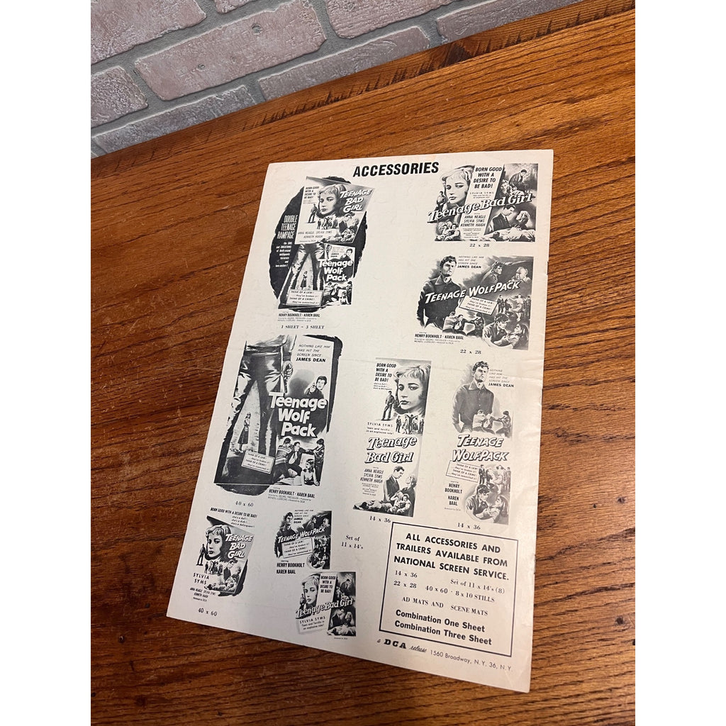 Teenage Bad Girl/teenage Wolf Pack Pressbook '57 Sins & Sinsations of Crazed Delinquents
