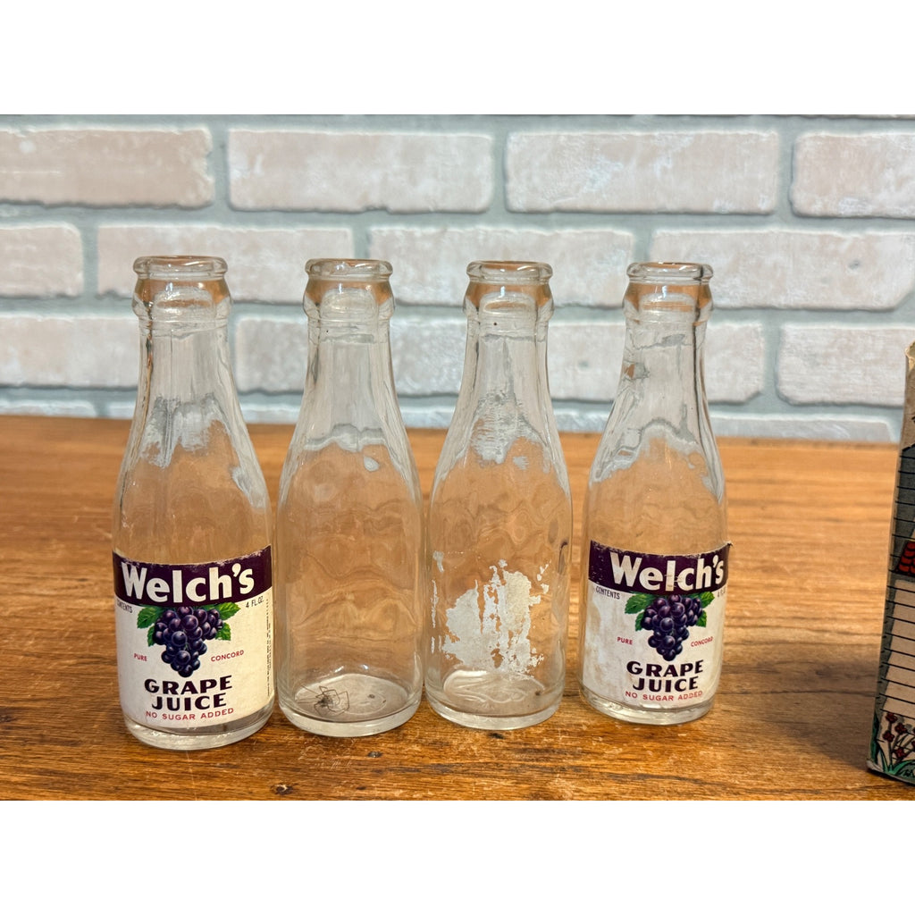 Vintage Howdy Doody 1953 Welch's Grape Juice 4 Bottles with Carrier Rare TV Show