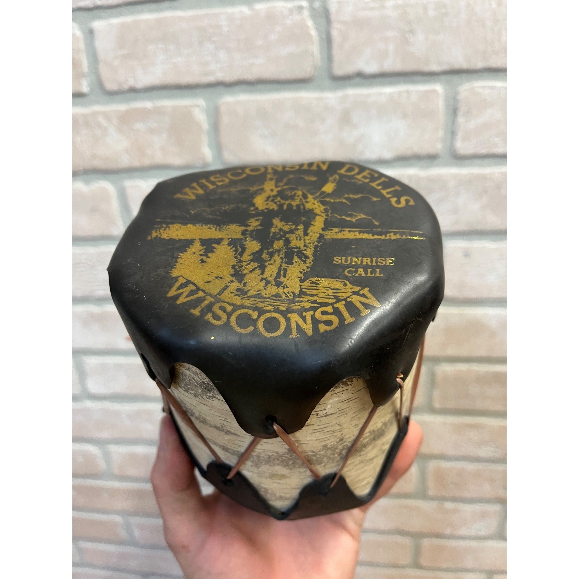 Vintage 1950s Wisconsin Dells Souvenir Child's Toy Drum Native American Indian