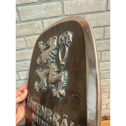 Vintage Lowenbrau Munich German Beer 1383 Embossed Plastic Bar Sign