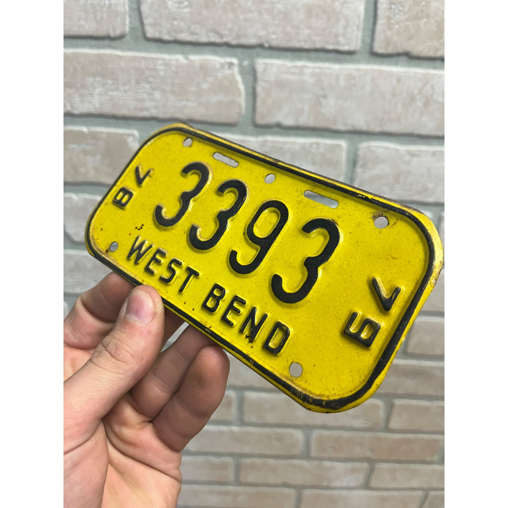 Vintage Wisconsin Bicycle Bike License Plate Embossed West Bend 1978-1979