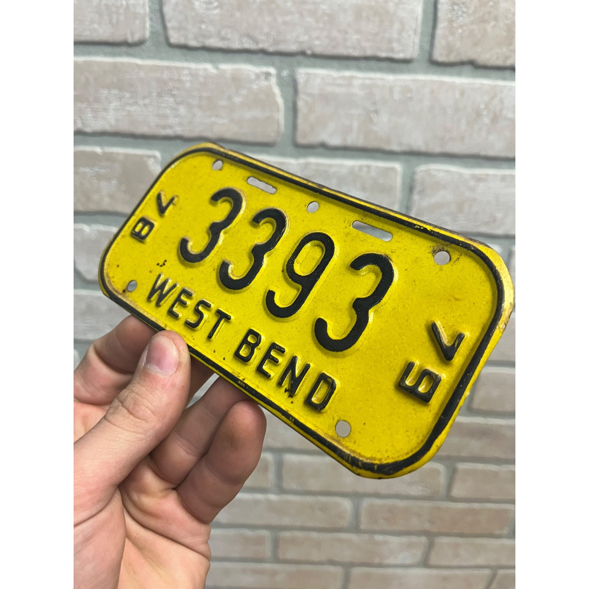 Vintage Wisconsin Bicycle Bike License Plate Embossed West Bend 1978-1979
