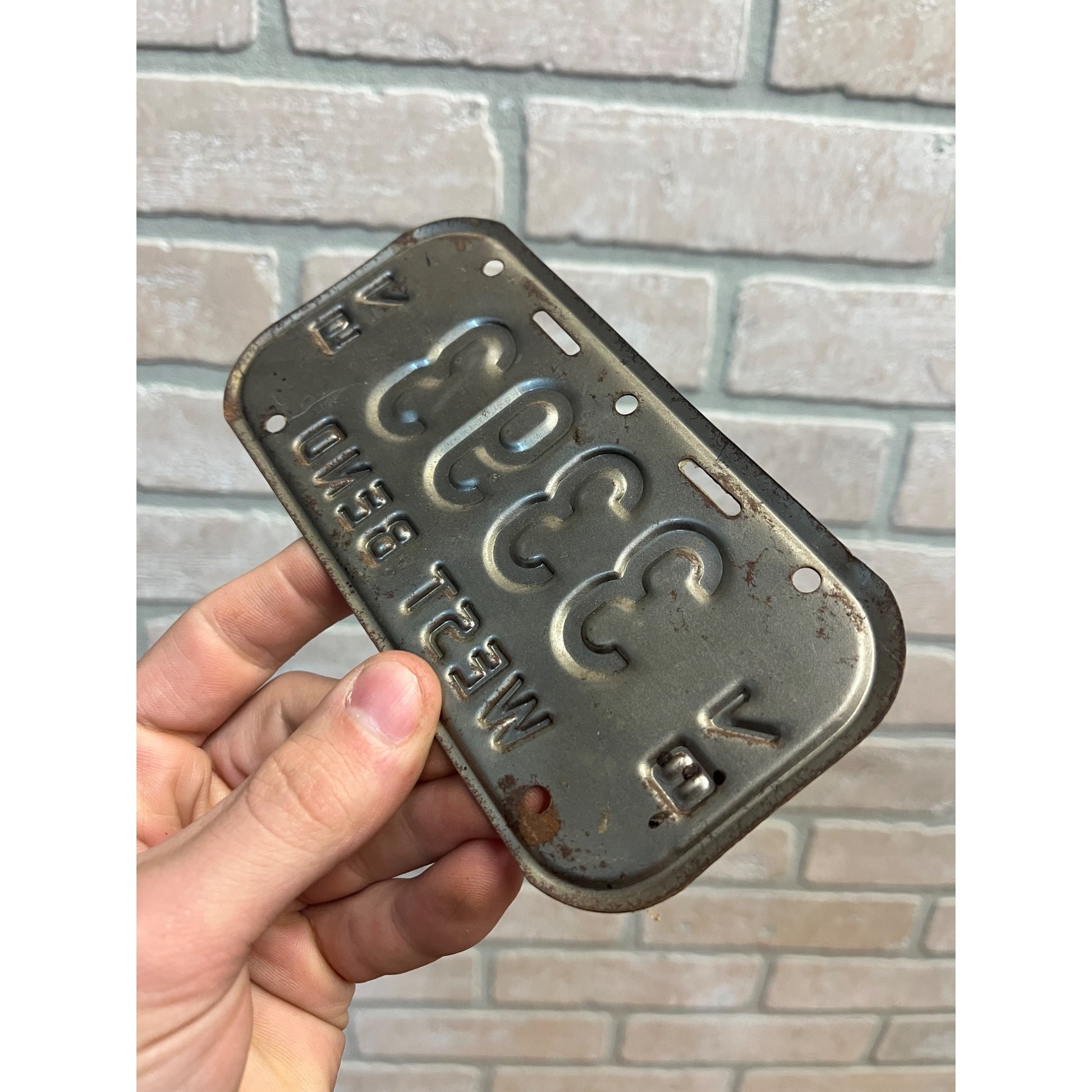 Vintage Wisconsin Bicycle Bike License Plate Embossed West Bend 1978-1979