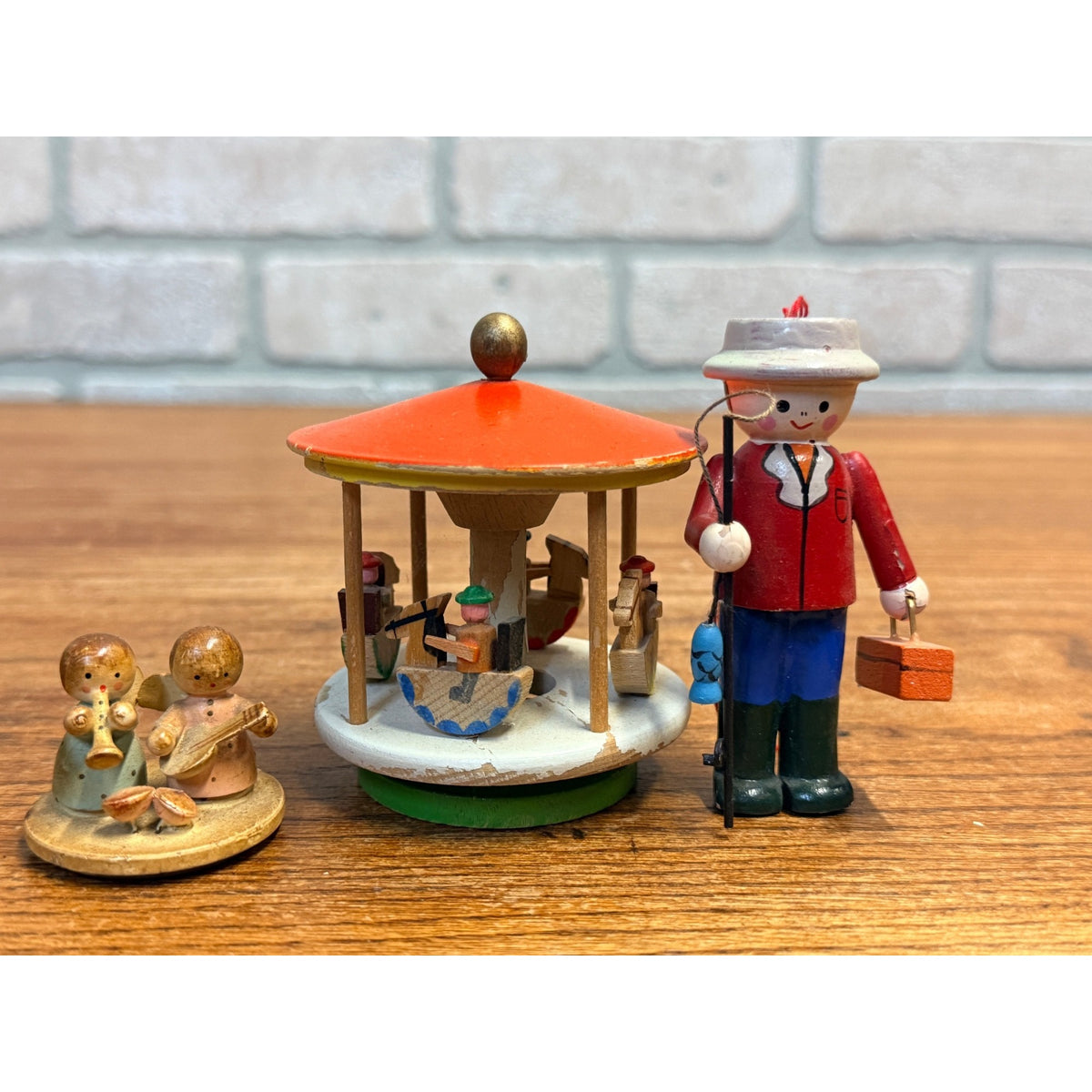 Vintage German Erzgebirge Merry Go Round Carousel & Wooden Novelties