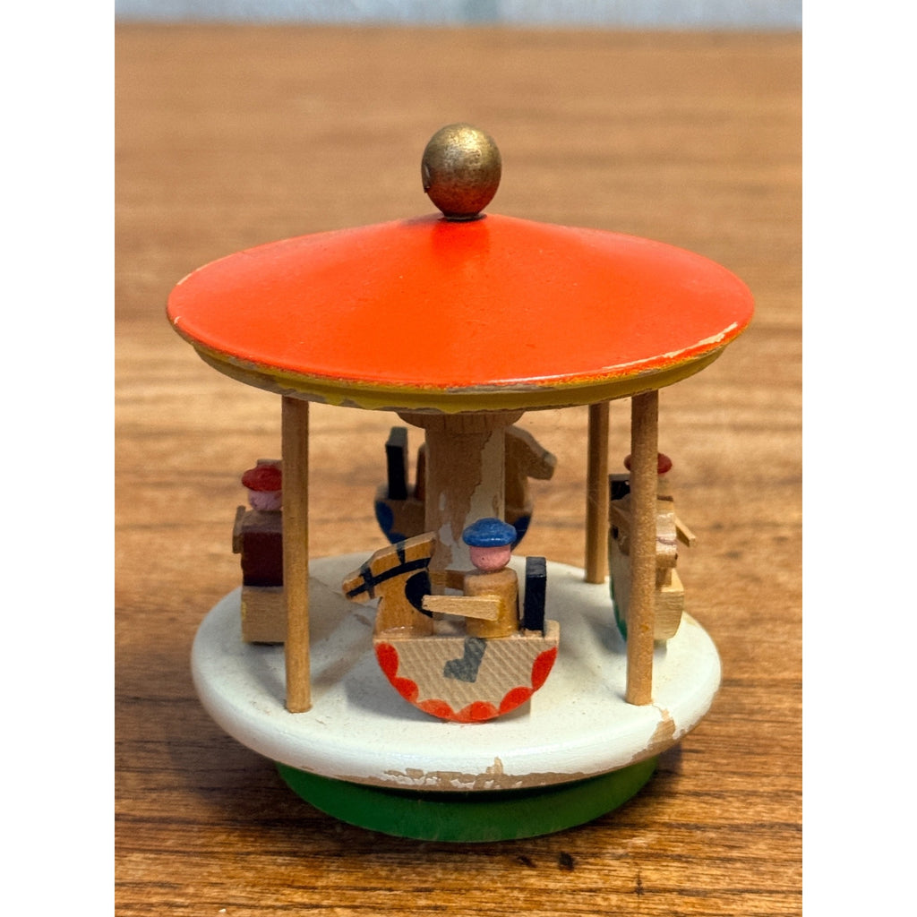 Vintage German Erzgebirge Merry Go Round Carousel & Wooden Novelties
