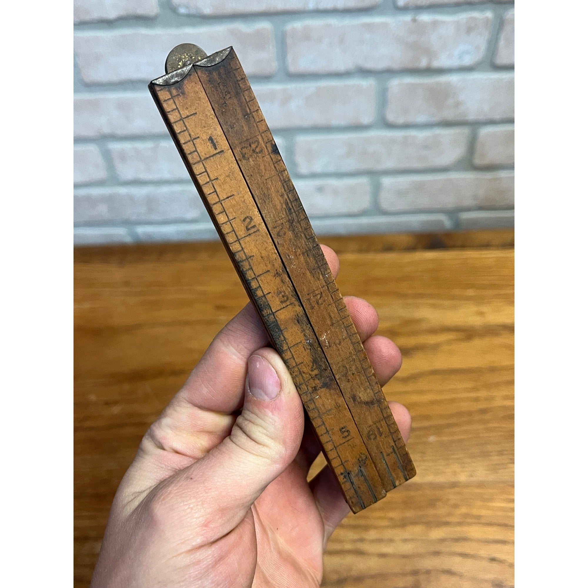 Vintage STANLEY Rule & Level Co. Boxwood & Brass Folding Ruler No. 68. (24")