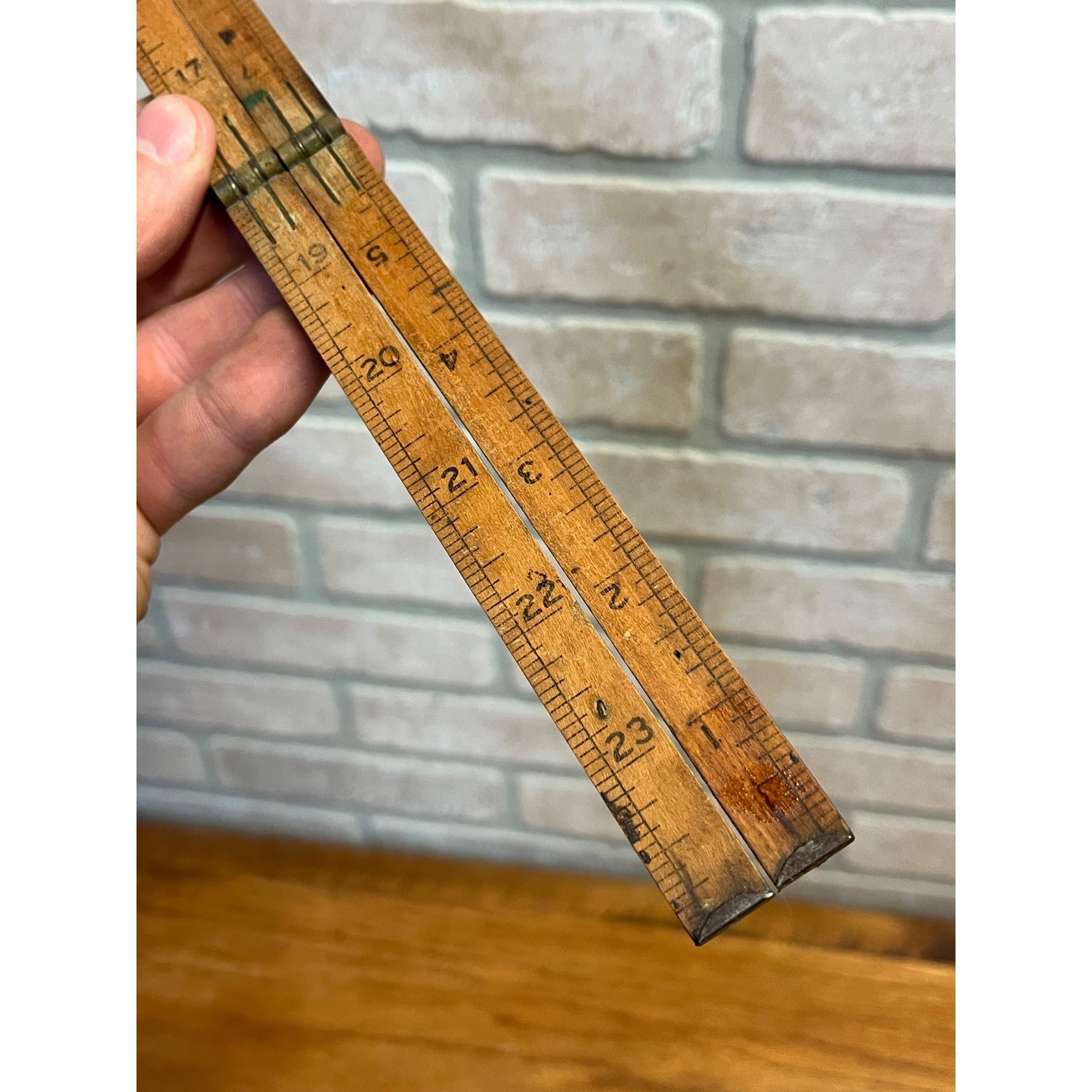 Vintage STANLEY Rule & Level Co. Boxwood & Brass Folding Ruler No. 68. (24")