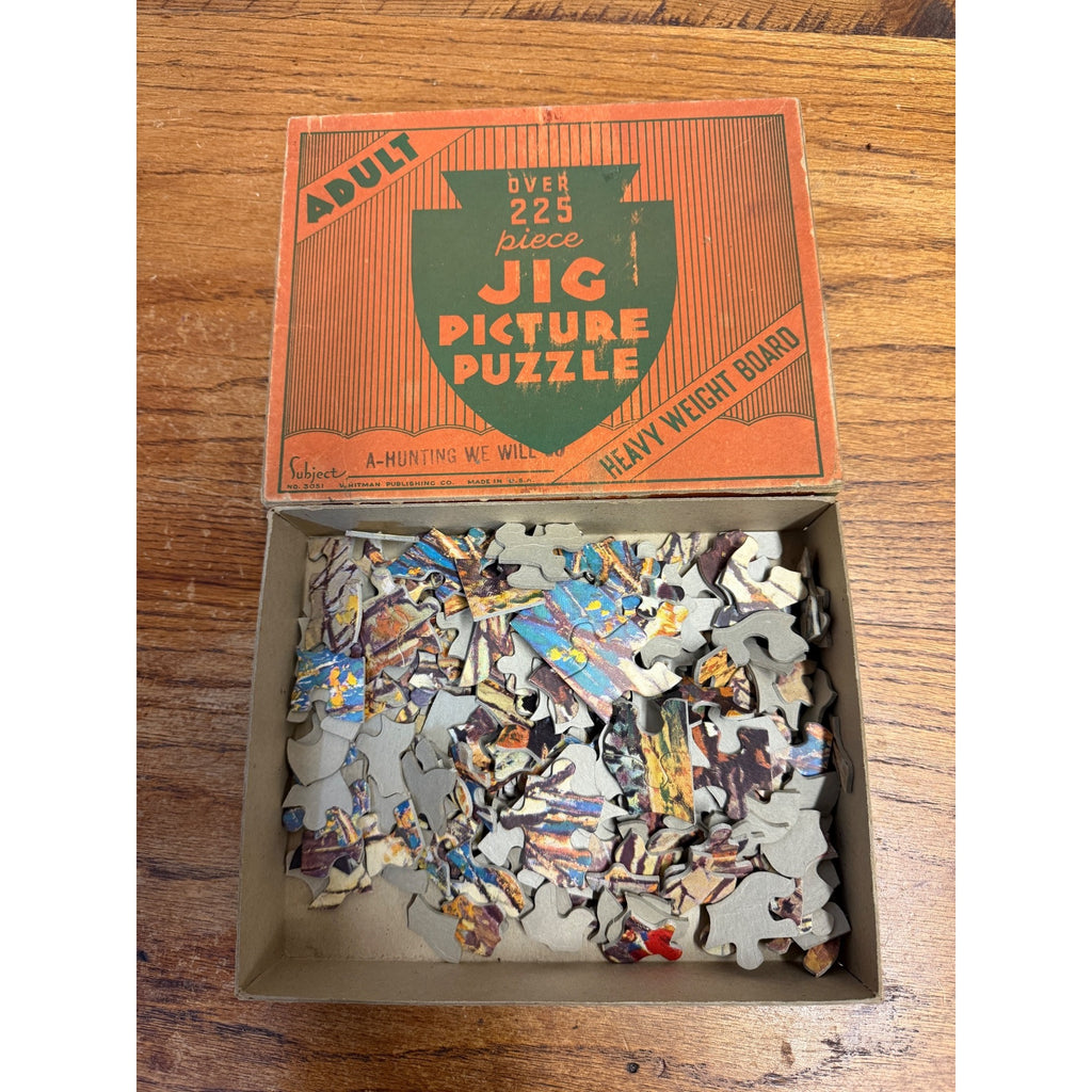 Antique 1930s A Hunt We Will Adult Whitman Jigsaw Jig Puzzle Game Picture