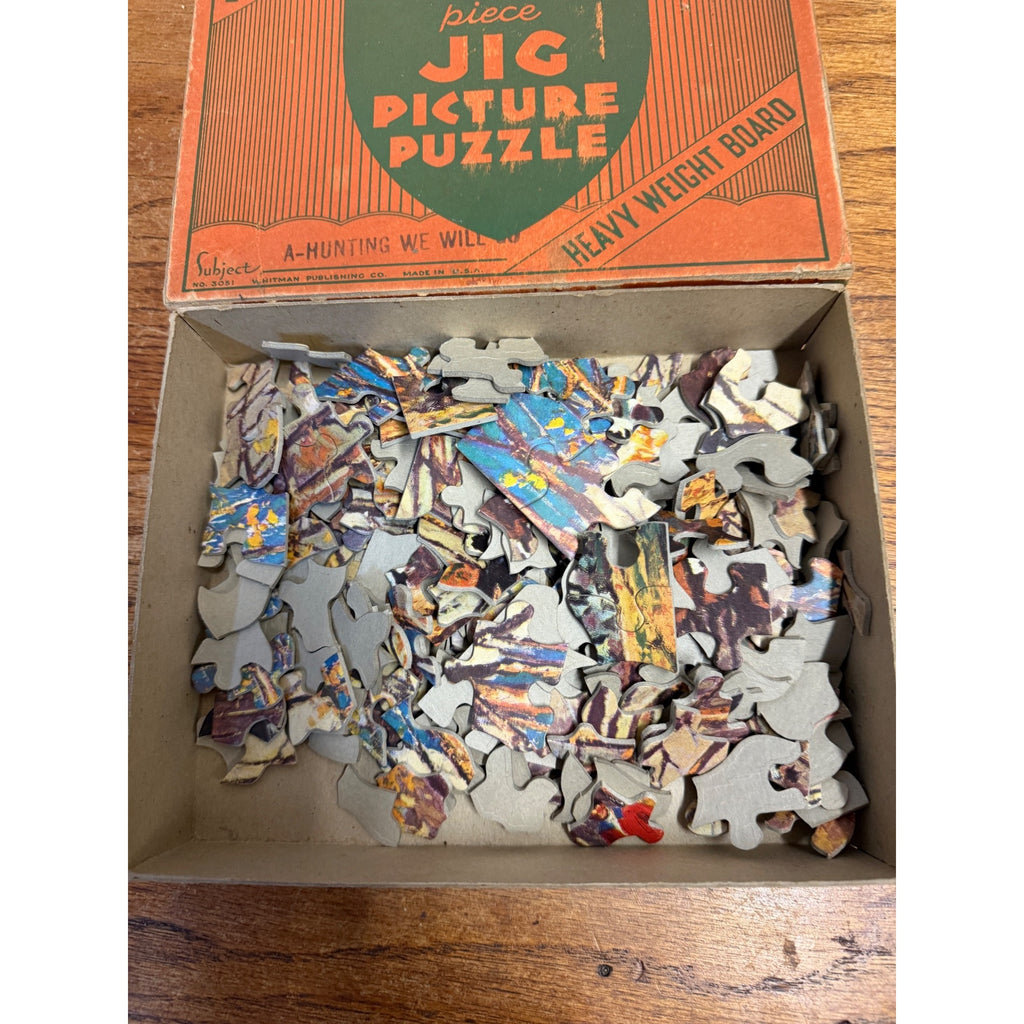 Antique 1930s A Hunt We Will Adult Whitman Jigsaw Jig Puzzle Game Picture