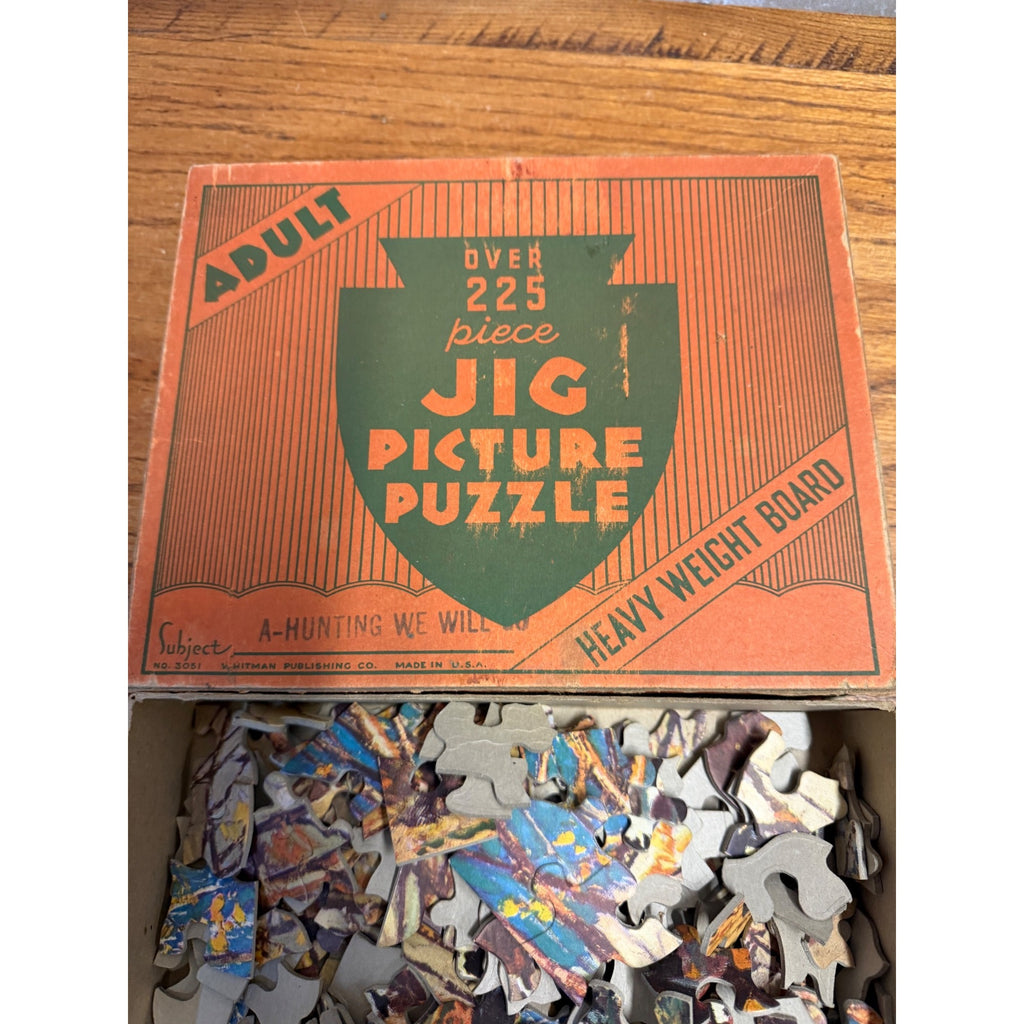 Antique 1930s A Hunt We Will Adult Whitman Jigsaw Jig Puzzle Game Picture