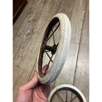 Antique Vintage Baby Buggy Carriage Hard White Rubber Wheels Tires 7.5" Dia