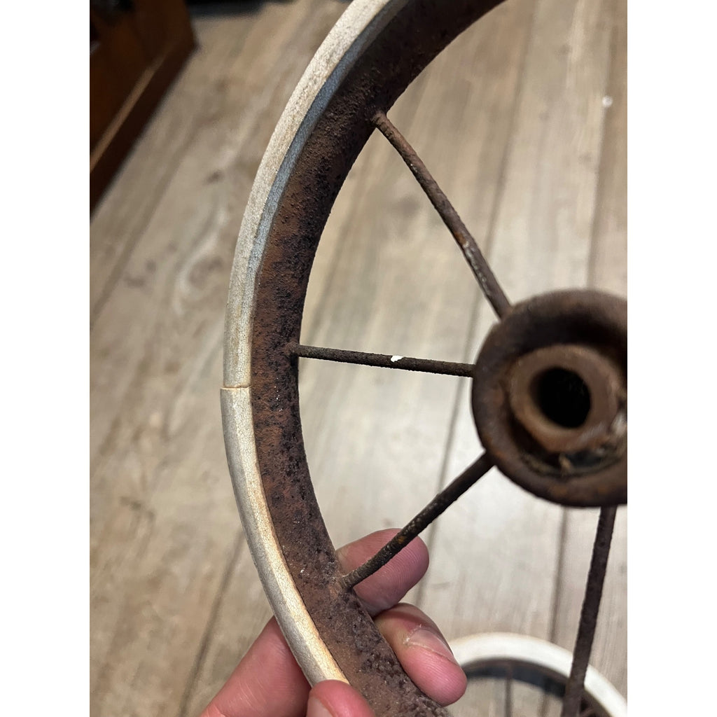 Antique Vintage Baby Buggy Carriage Hard White Rubber Wheels Tires 7.5" Dia