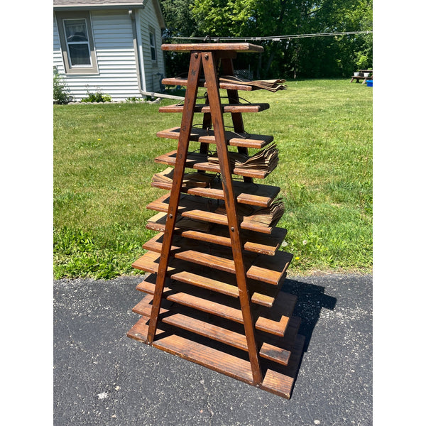 Antique 1900s Country Store Paper Bag Holder Rack General Store 12-Tier Shelf