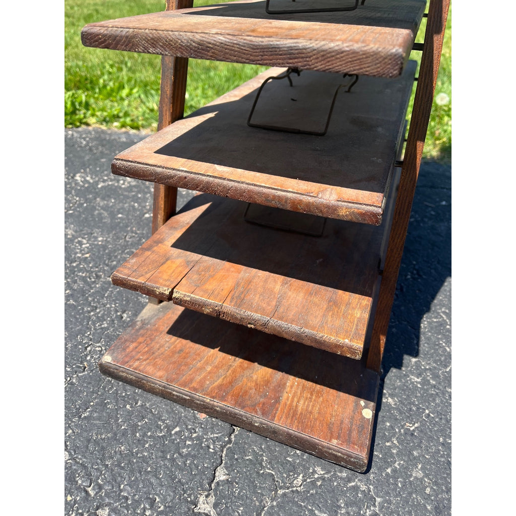 Antique 1900s Country Store Paper Bag Holder Rack General Store 12-Tier Shelf