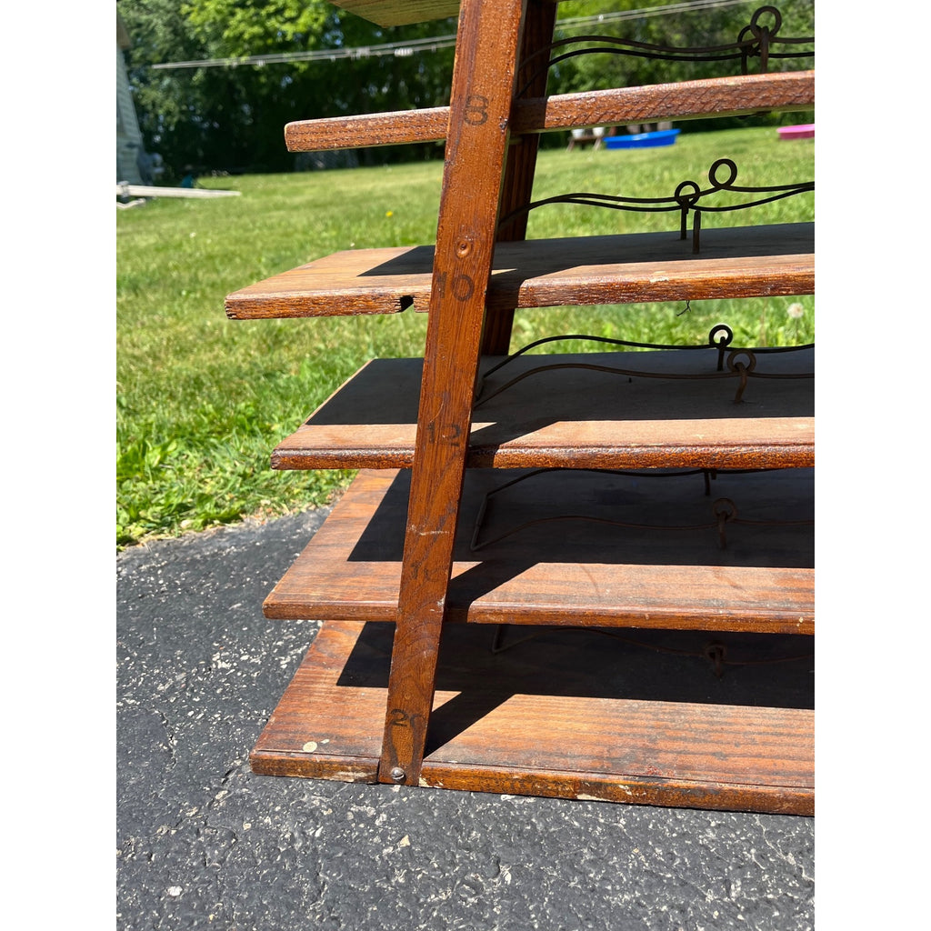 Antique 1900s Country Store Paper Bag Holder Rack General Store 12-Tier Shelf
