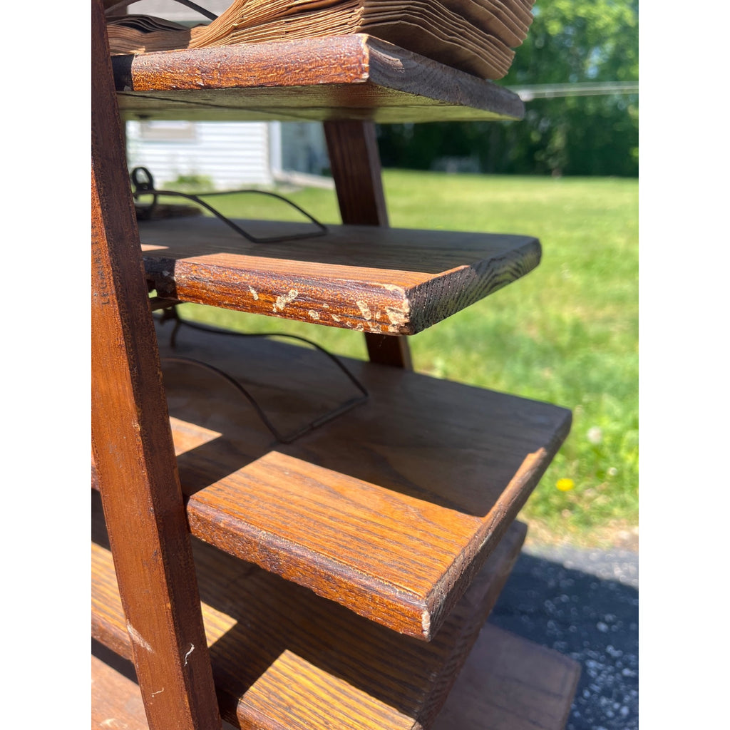 Antique 1900s Country Store Paper Bag Holder Rack General Store 12-Tier Shelf