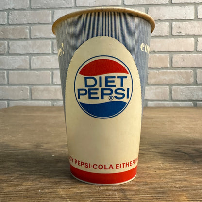 Vintage Diet Pepsi 12oz Come Alive Soda Promo Wax Paper Cup Pepsi Cola