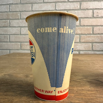 Vintage Diet Pepsi 12oz Come Alive Soda Promo Wax Paper Cup Pepsi Cola