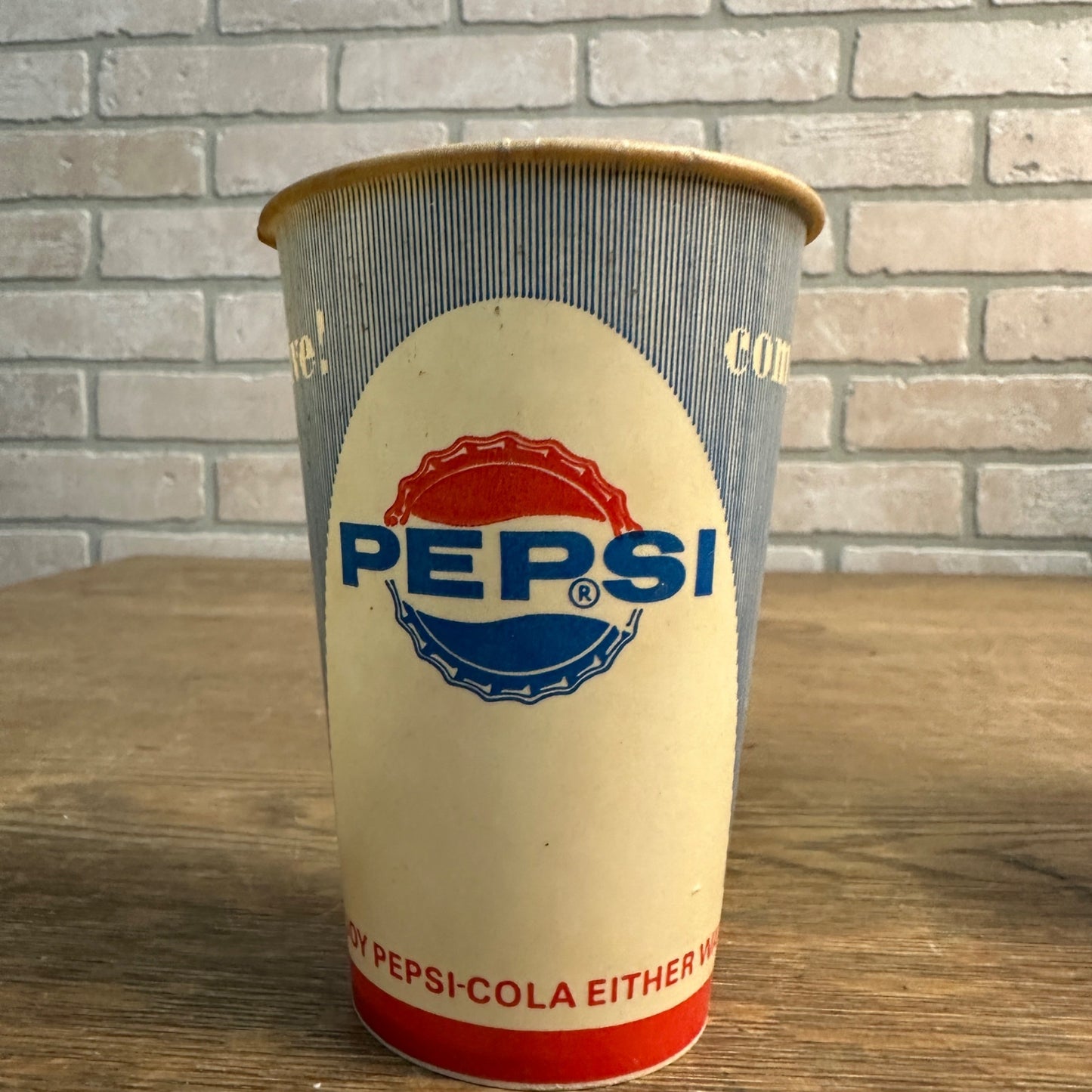 Vintage Diet Pepsi 12oz Come Alive Soda Promo Wax Paper Cup Pepsi Cola