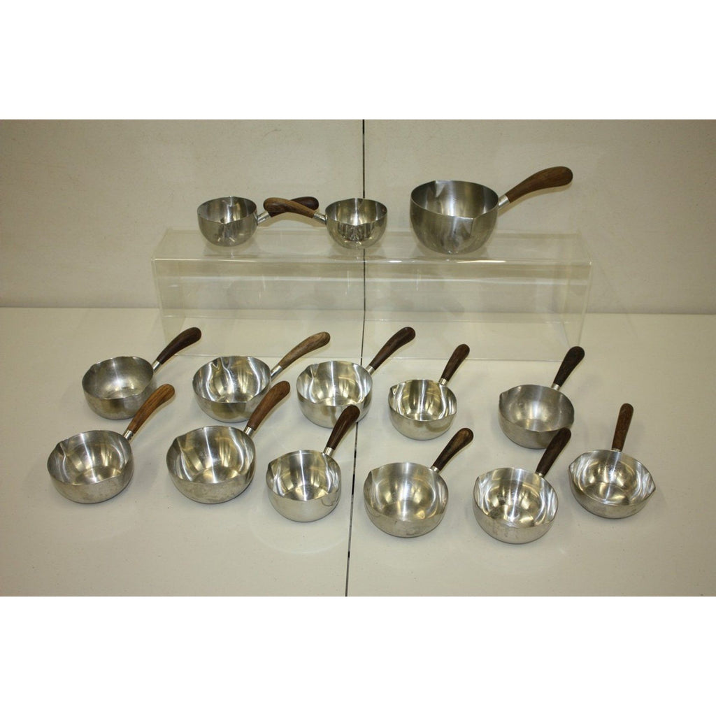 Vintage 1960s MCM Lundtofte Denmark Stainless Steel Rosewood Sauce Warmer Pans