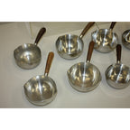 Vintage 1960s MCM Lundtofte Denmark Stainless Steel Rosewood Sauce Warmer Pans