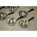 Vintage 1960s MCM Lundtofte Denmark Stainless Steel Rosewood Sauce Warmer Pans