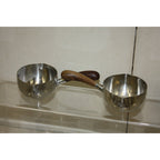 Vintage 1960s MCM Lundtofte Denmark Stainless Steel Rosewood Sauce Warmer Pans