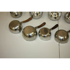 Vintage 1960s MCM Lundtofte Denmark Stainless Steel Rosewood Sauce Warmer Pans