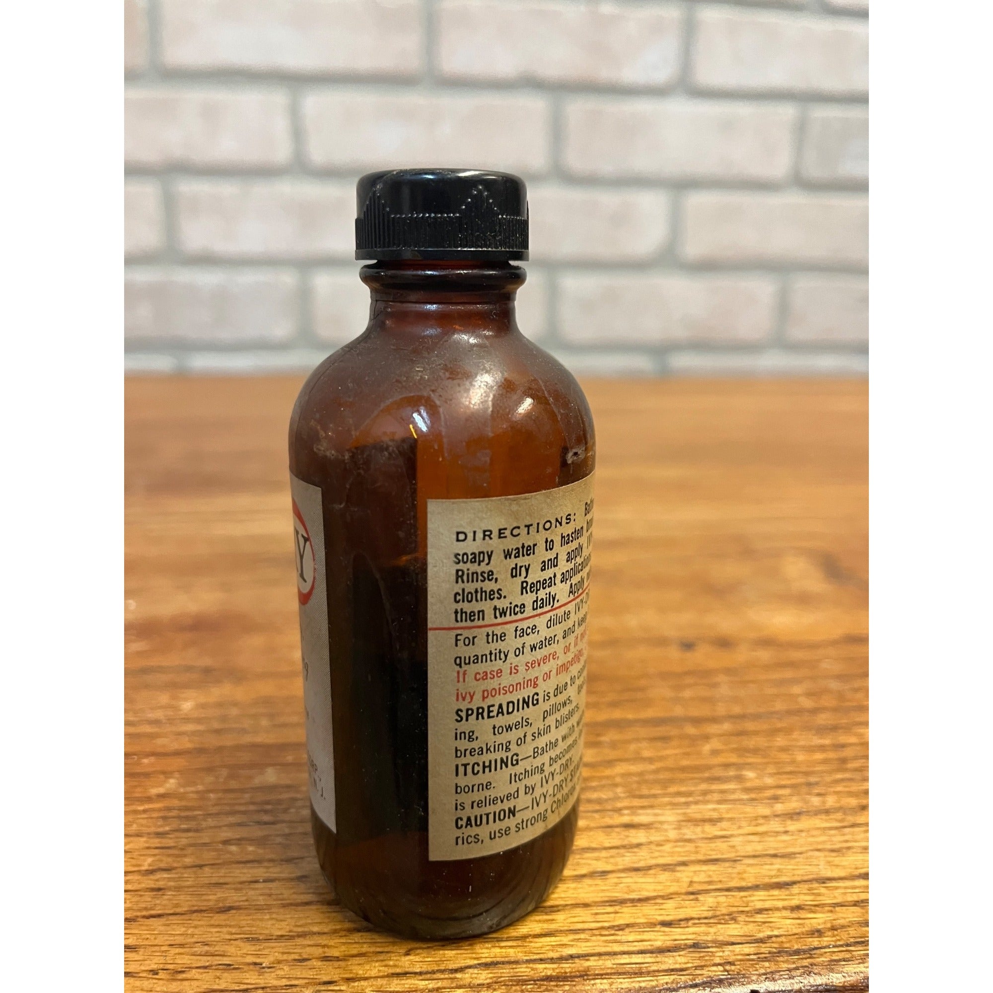 Vintage IVY DRY Pharmacy Collectible Brown Bottle