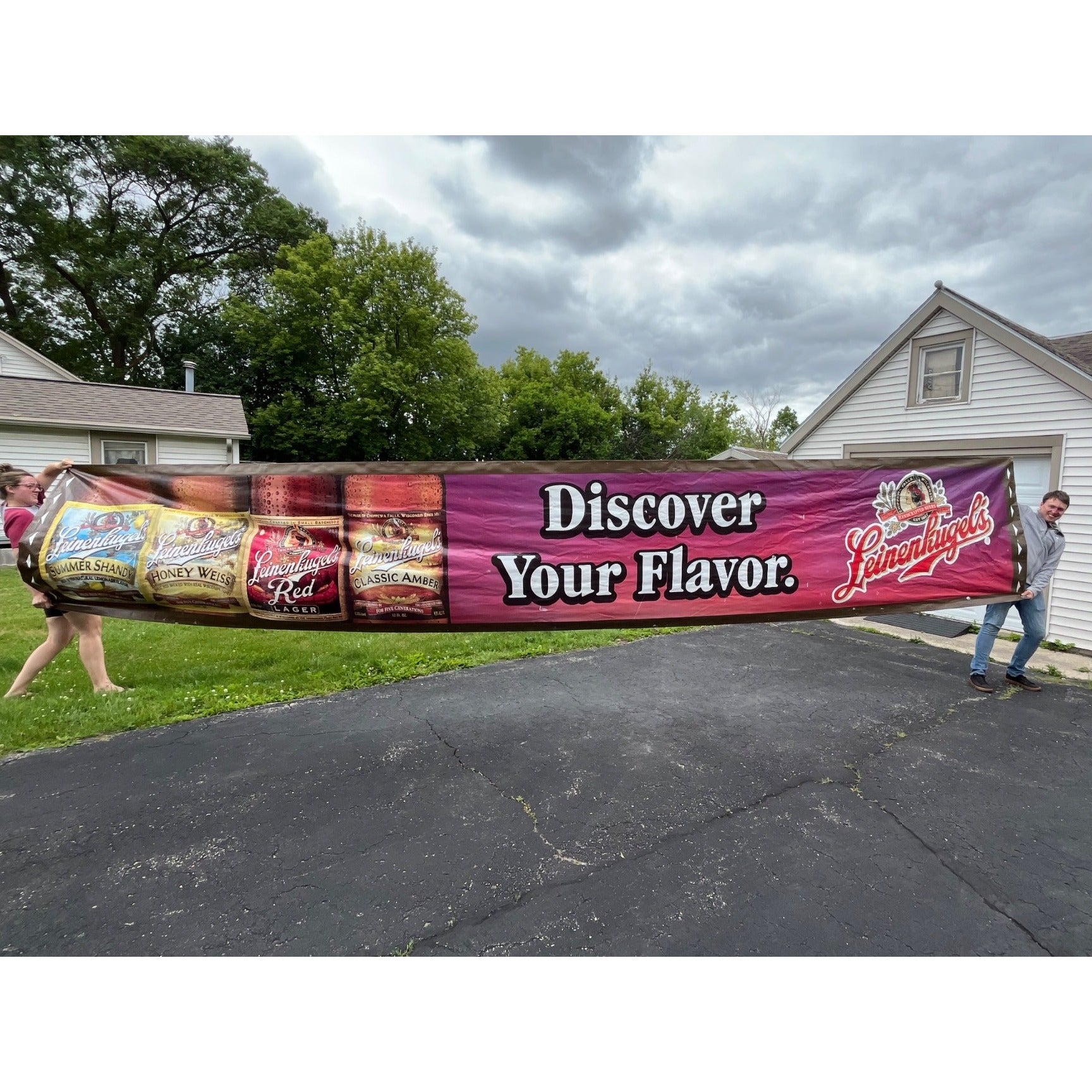 Huge 22ft Leinenkugels Beer Wisconsin 1990s-2000s Banner Sign
