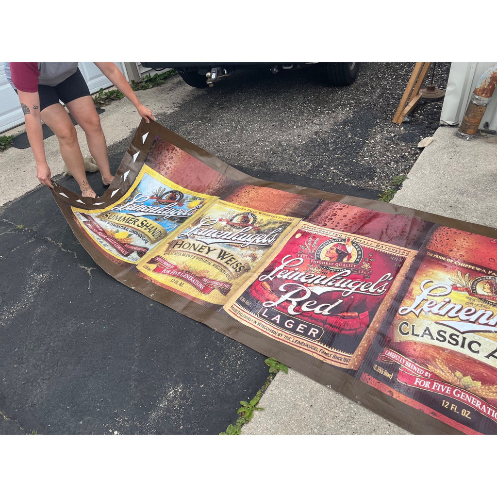 Huge 22ft Leinenkugels Beer Wisconsin 1990s-2000s Banner Sign