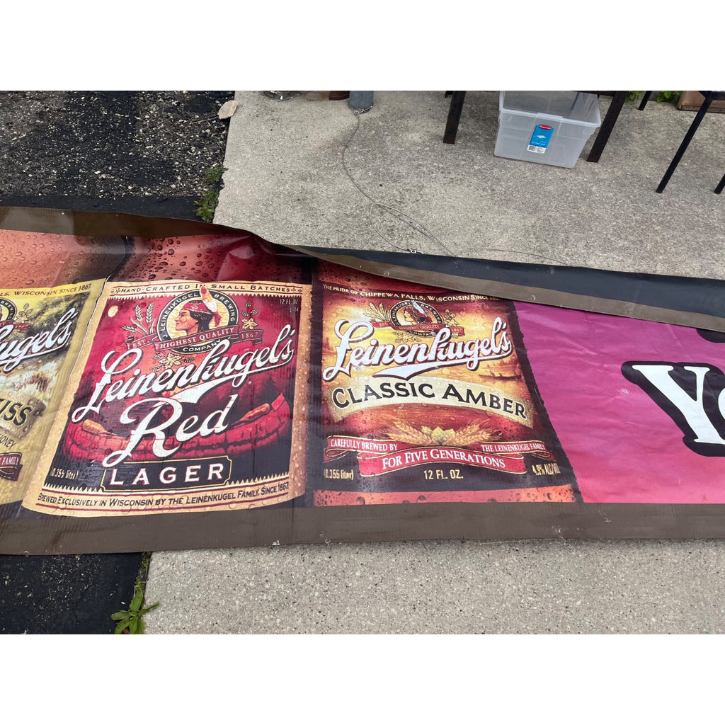 Huge 22ft Leinenkugels Beer Wisconsin 1990s-2000s Banner Sign