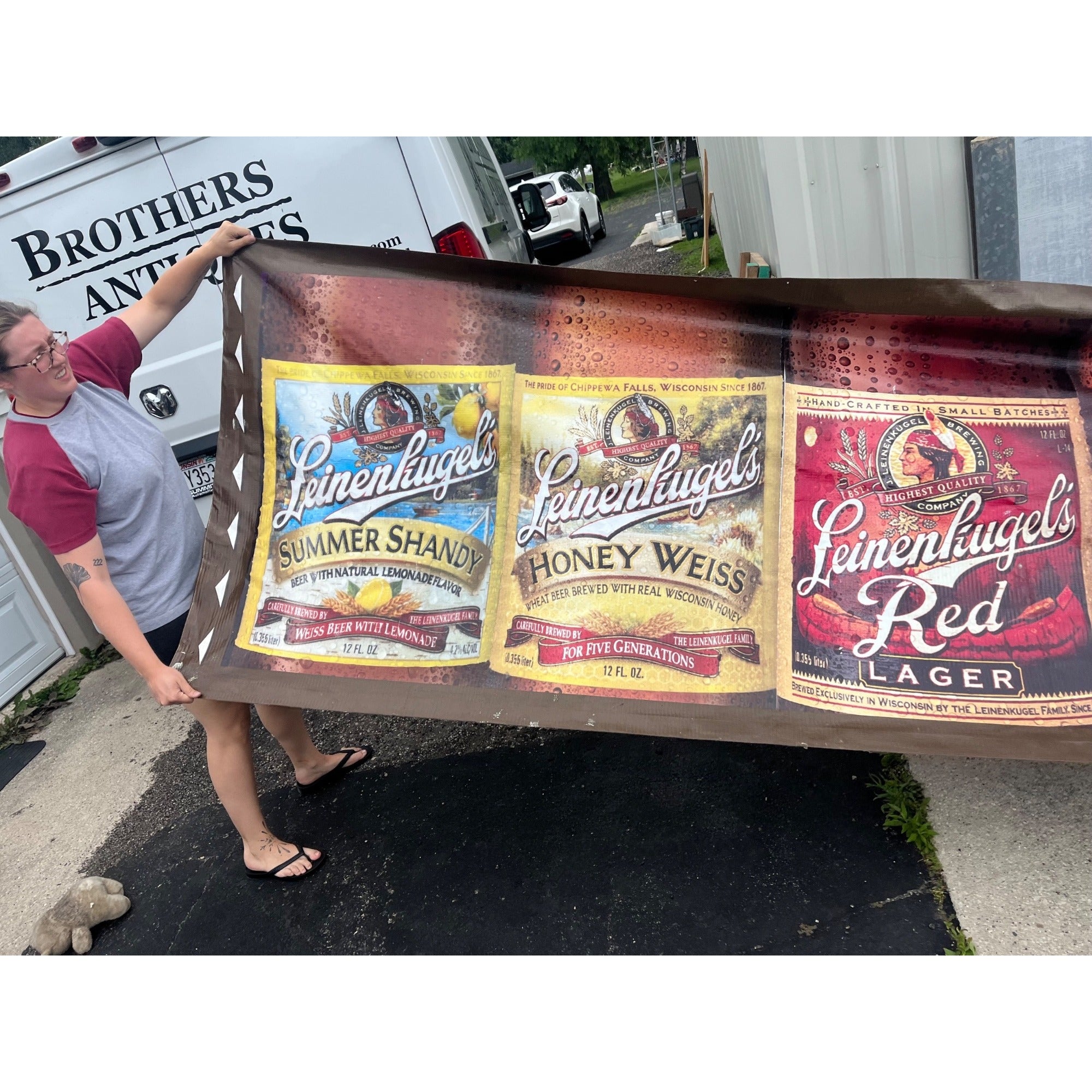 Huge 22ft Leinenkugels Beer Wisconsin 1990s-2000s Banner Sign