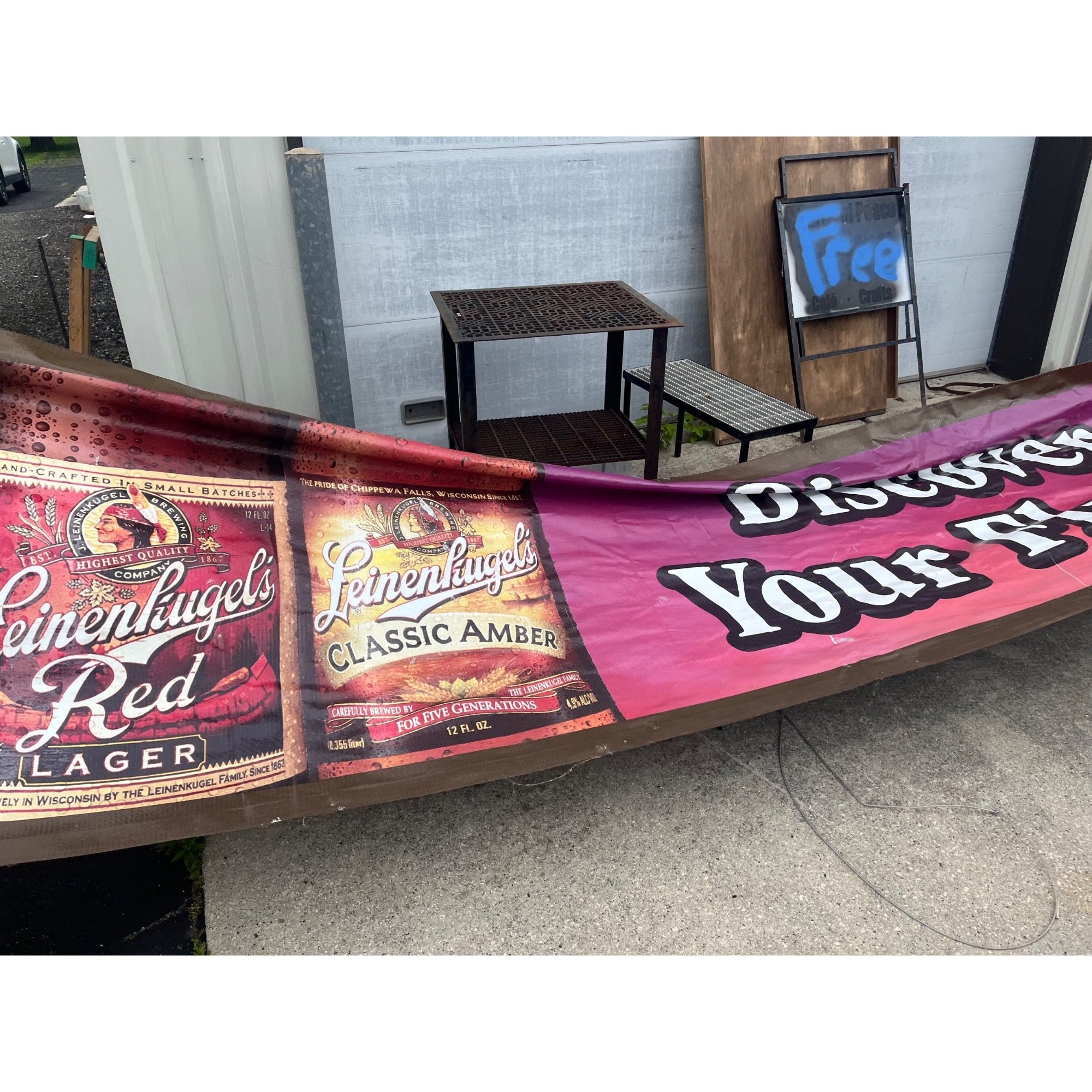 Huge 22ft Leinenkugels Beer Wisconsin 1990s-2000s Banner Sign