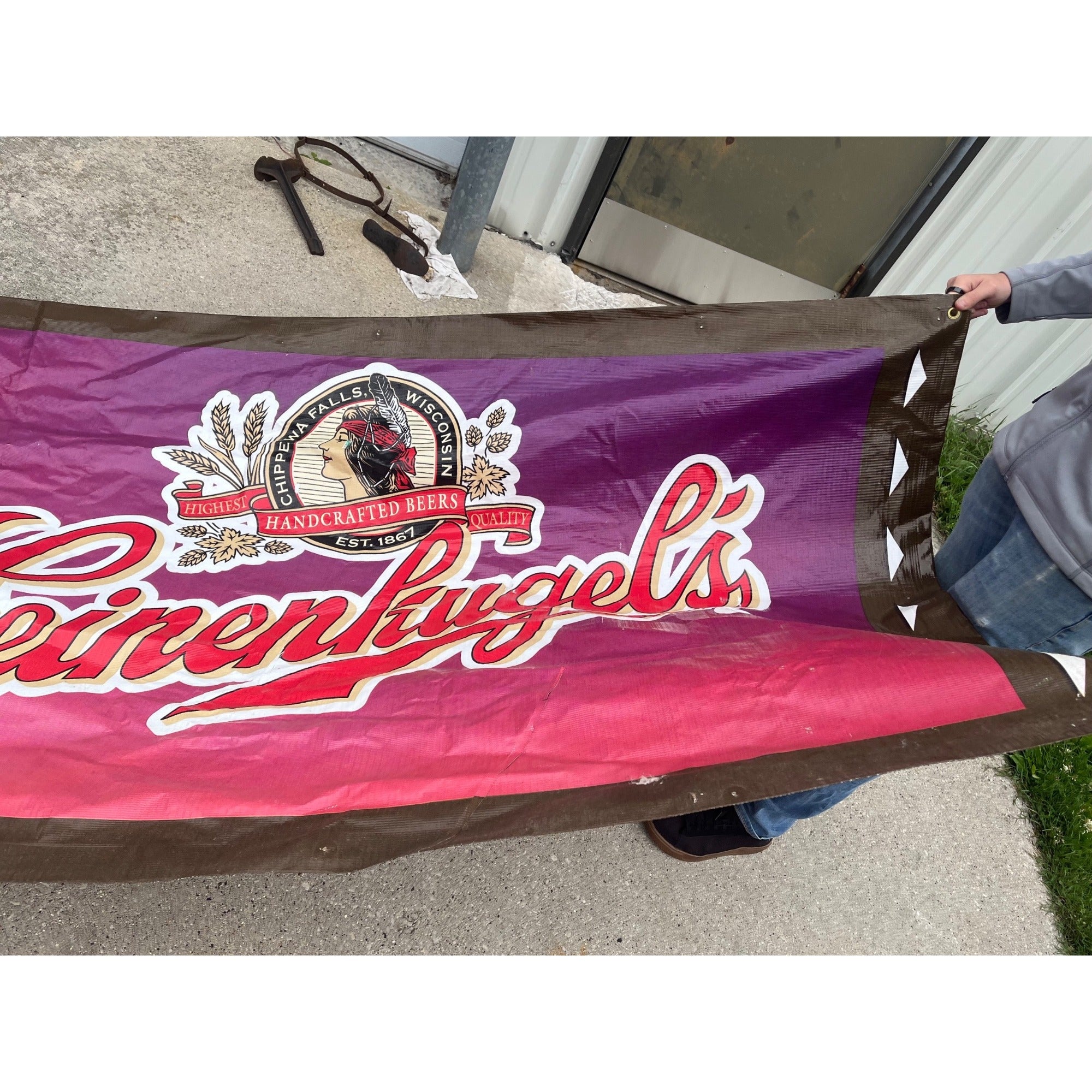 Huge 22ft Leinenkugels Beer Wisconsin 1990s-2000s Banner Sign