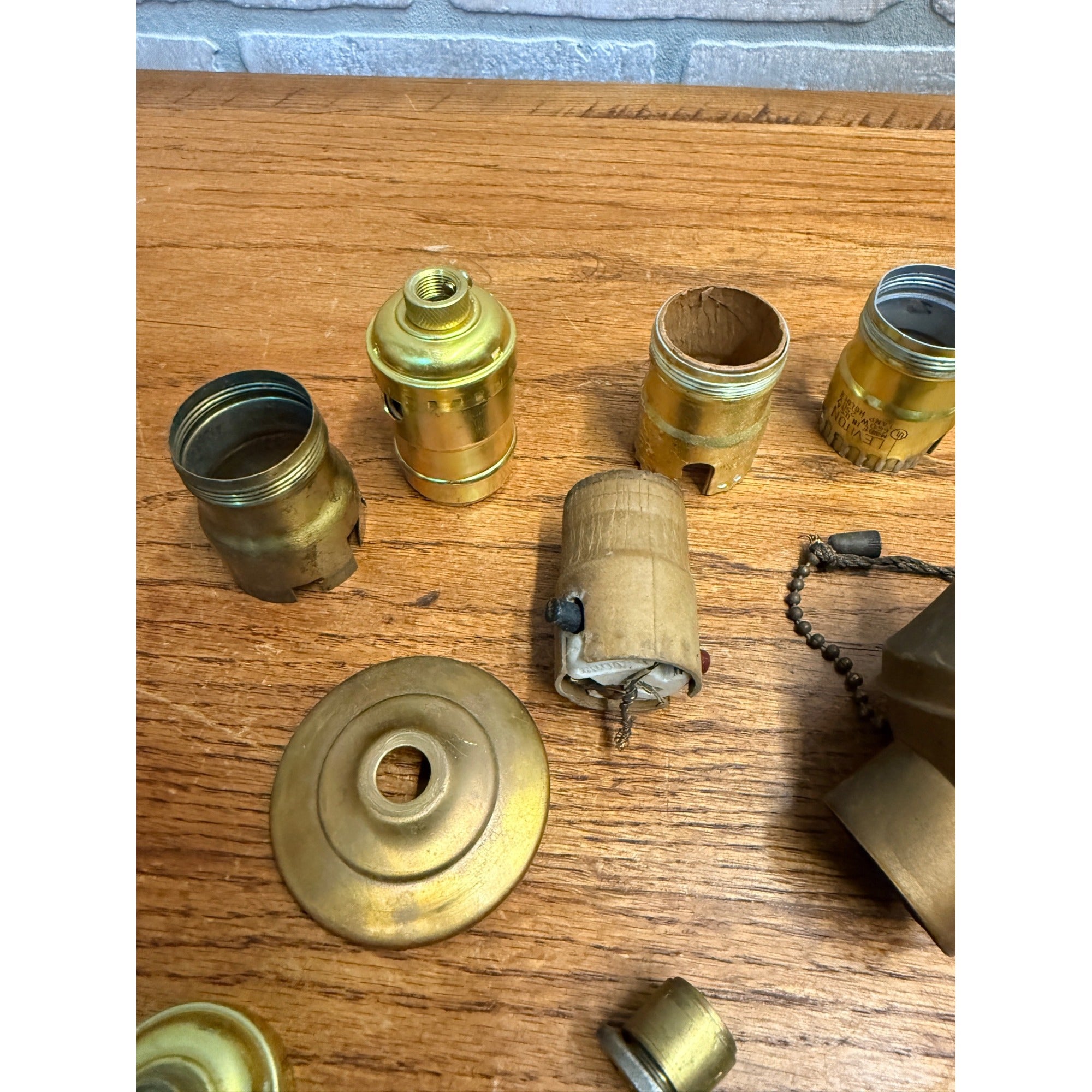 Vintage Lamps & Light Fixture Parts Lot Benjamin Double Socket, Collars, Plugs +