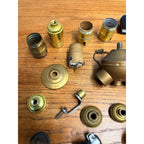 Vintage Lamps & Light Fixture Parts Lot Benjamin Double Socket, Collars, Plugs +