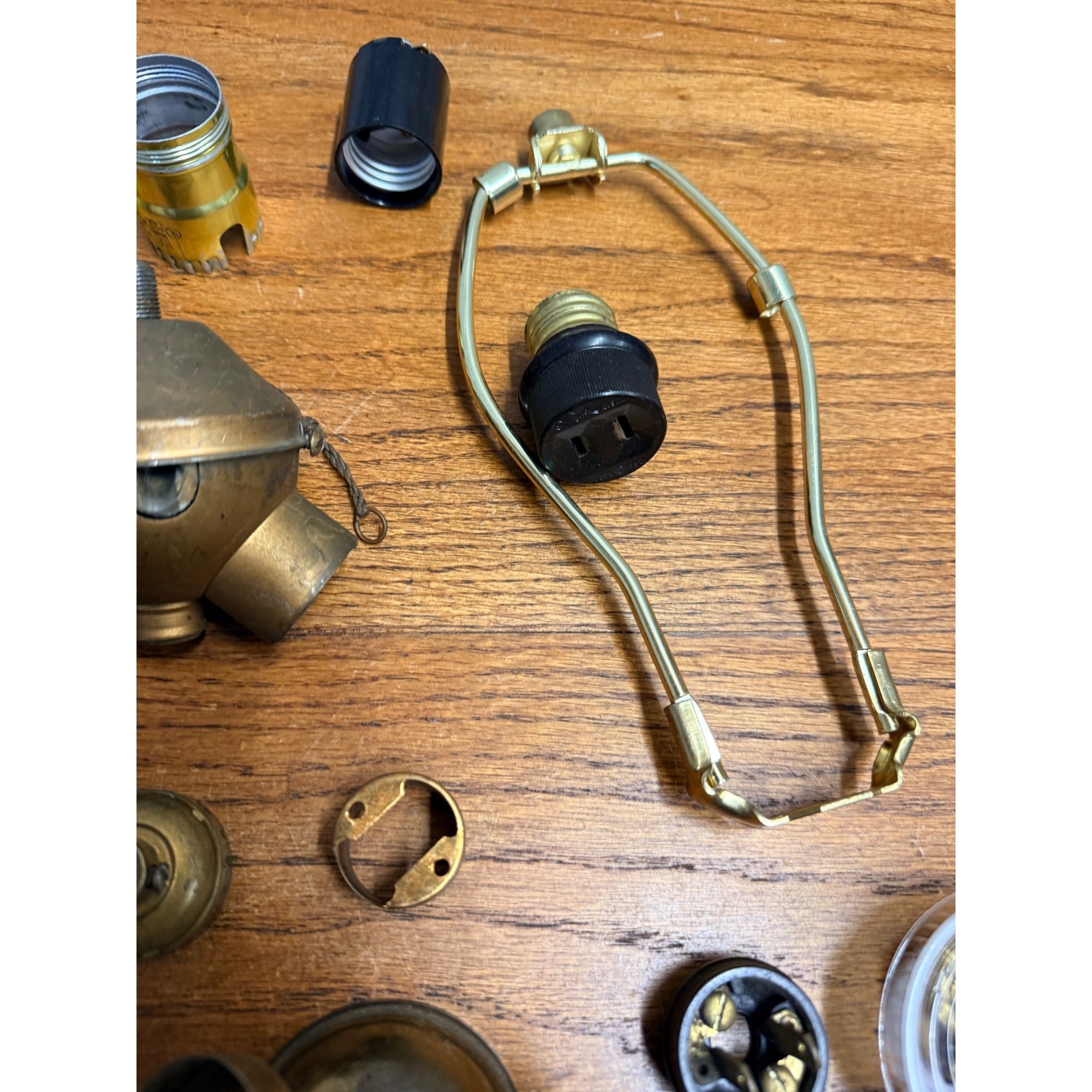 Vintage Lamps & Light Fixture Parts Lot Benjamin Double Socket, Collars, Plugs +