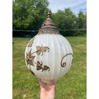 MCM Carl Falkenstein Hanging Swag Lamp White Glass Gold Mid Century