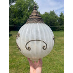 MCM Carl Falkenstein Hanging Swag Lamp White Glass Gold Mid Century