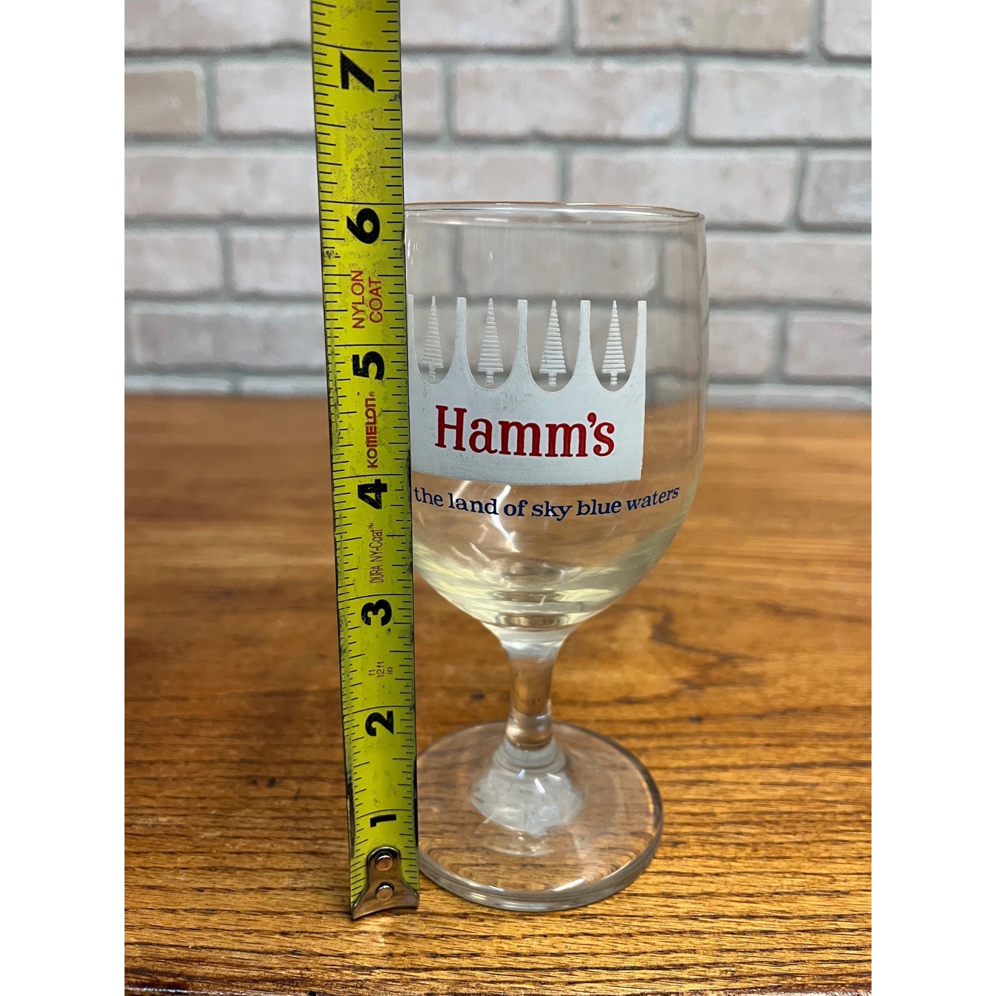 Vintage Hamm's Beer Stemmed Glass Land of Sky Blue Water 6"